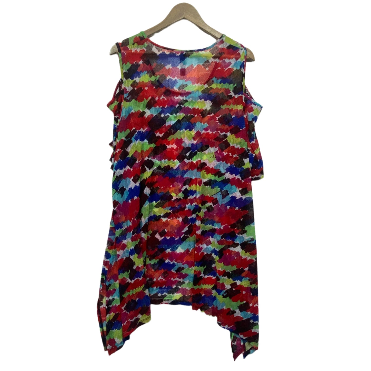 Taking Shape Tunic Top Size 18 Medium Cold Shoulder Sleeve Multicoloured