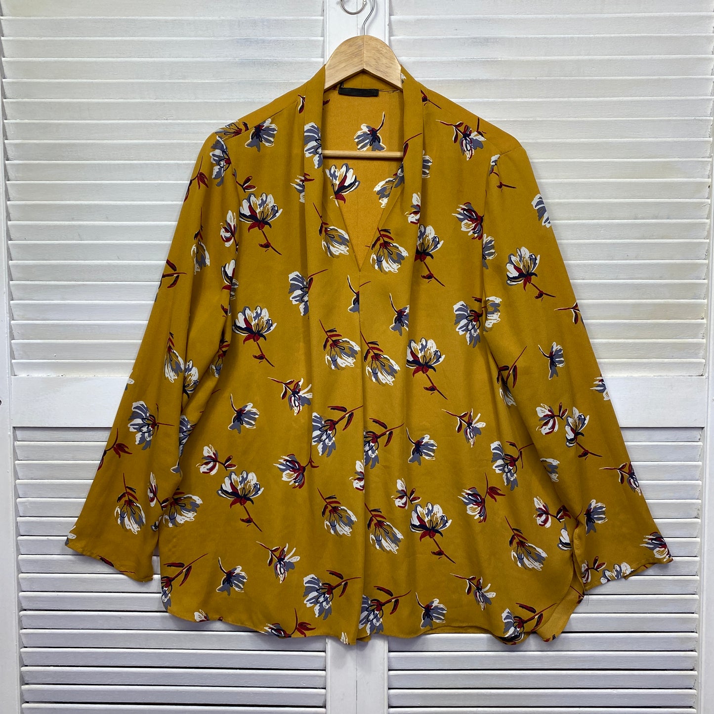 Regatta Top Size 18 Plus Mustard Floral Long Sleeve