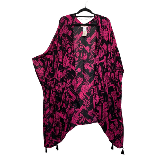 Millers Duster Jacket Top One Size Black Pink Floral Kimono New