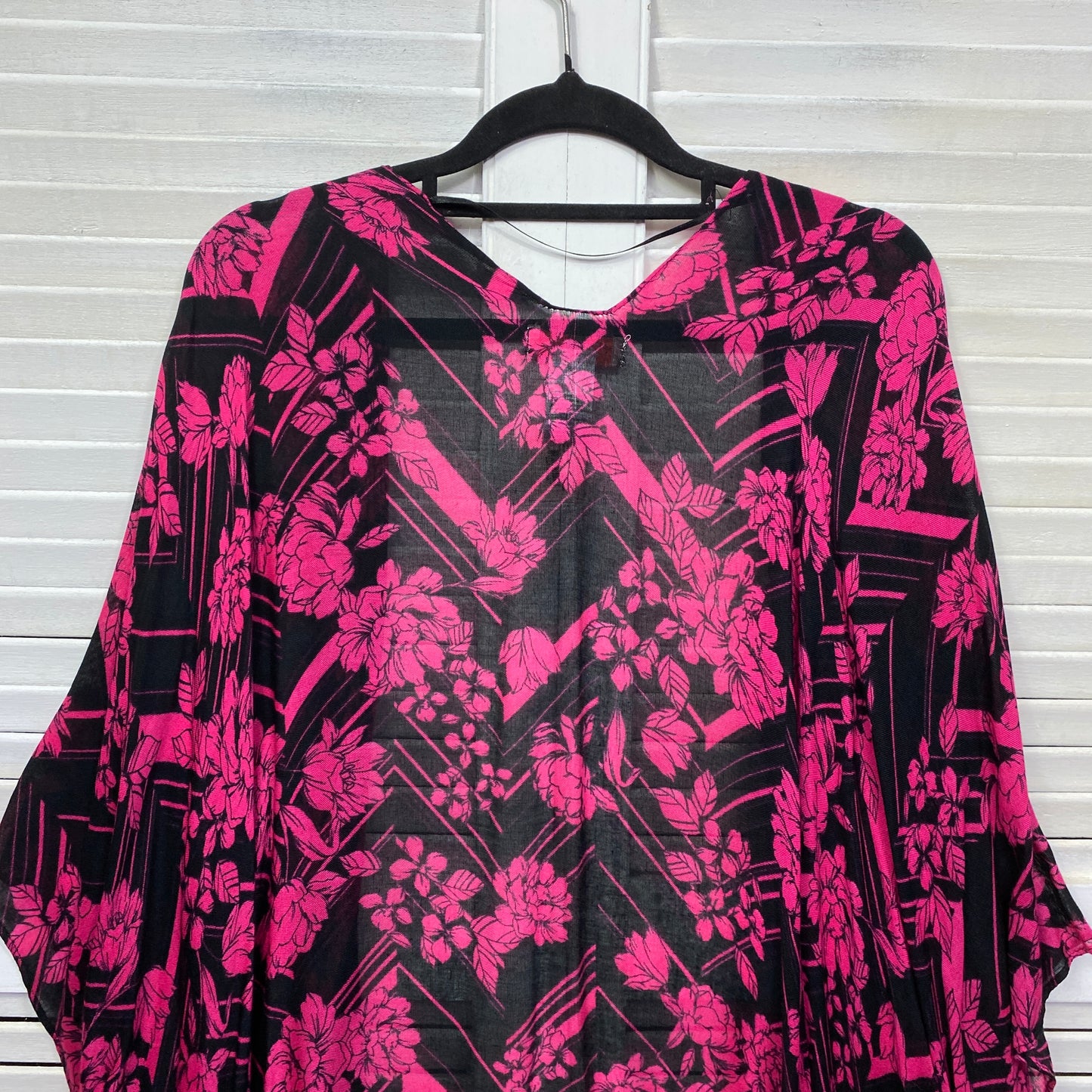 Millers Duster Jacket Top One Size Black Pink Floral Kimono New