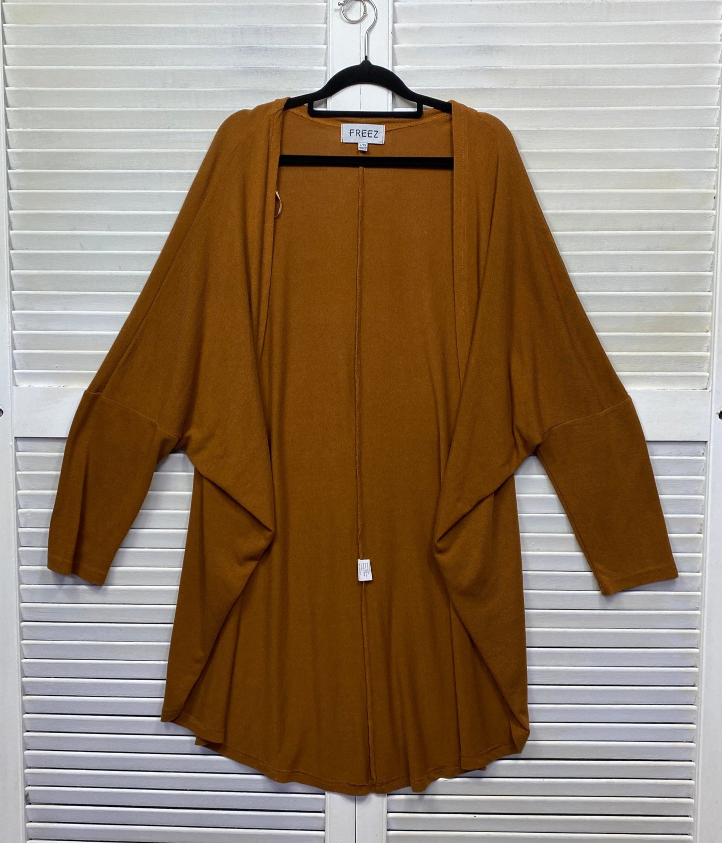 Freez Shrug Top Size L XL Tan Long Sleeve