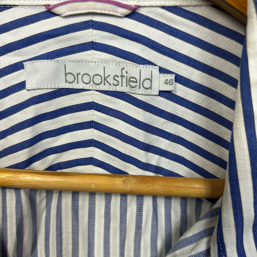 Brooksfield Blue Striped Cotton Shirt - Size 46
