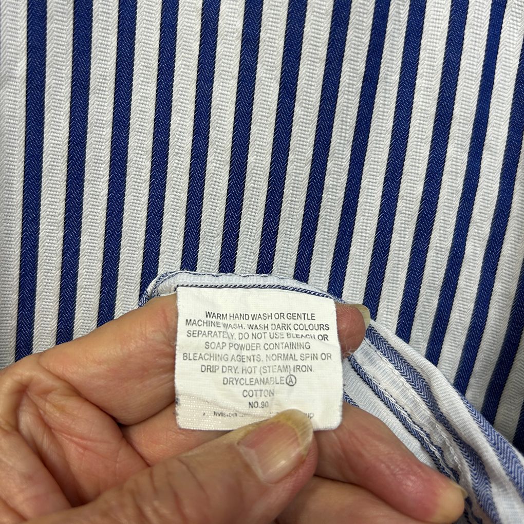 Brooksfield Blue Striped Cotton Shirt - Size 46