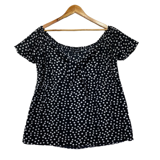 City Chic Top Size 14 Black White Polka Dots Short Sleeve