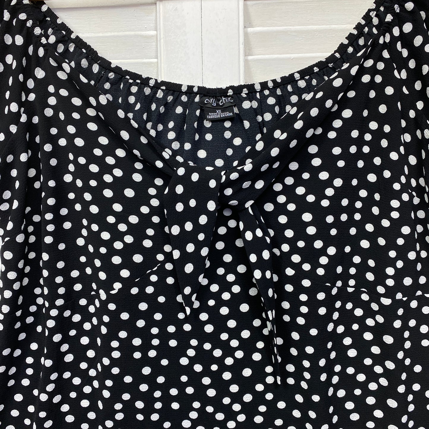 City Chic Top Size 14 Black White Polka Dots Short Sleeve