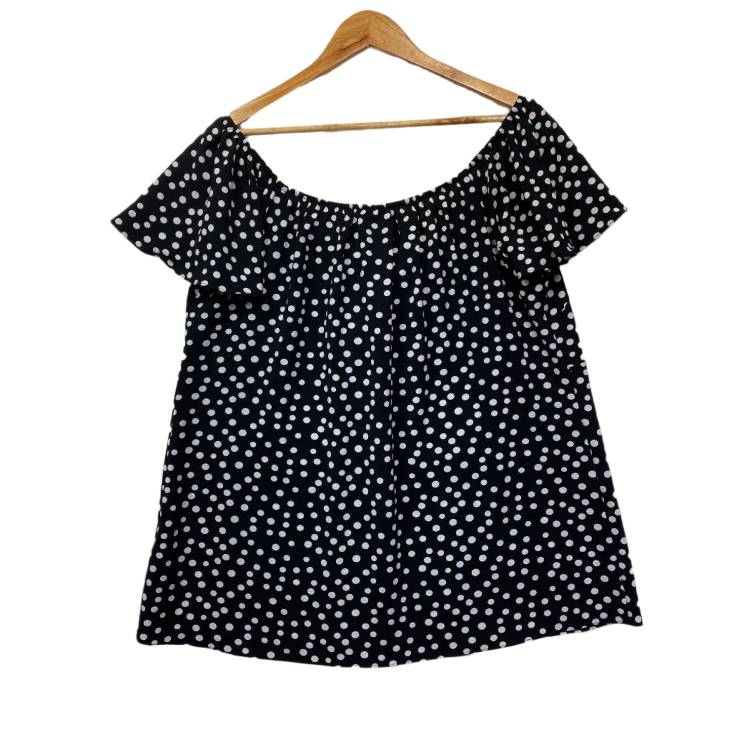 City Chic Top Size 14 Black White Polka Dots Short Sleeve