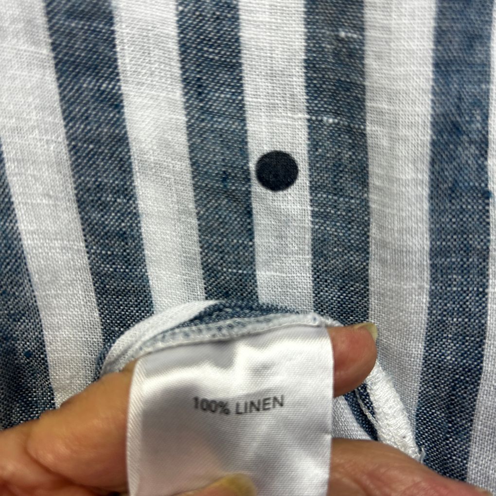 Autograph Blue Striped Linen Shirt - Size 22