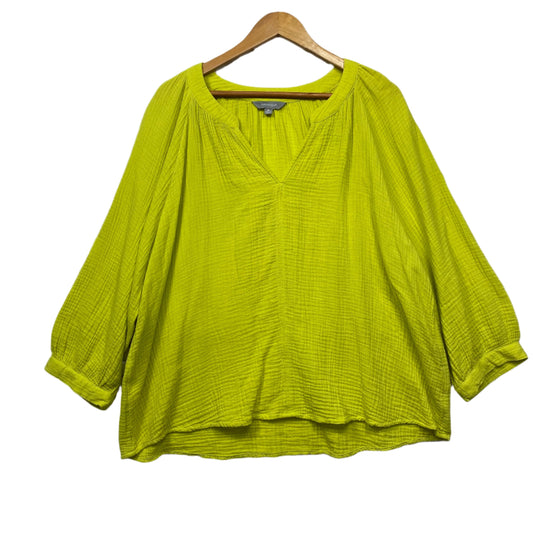 Suzanne Grae Top Size 16 Lime Long Sleeve Cotton