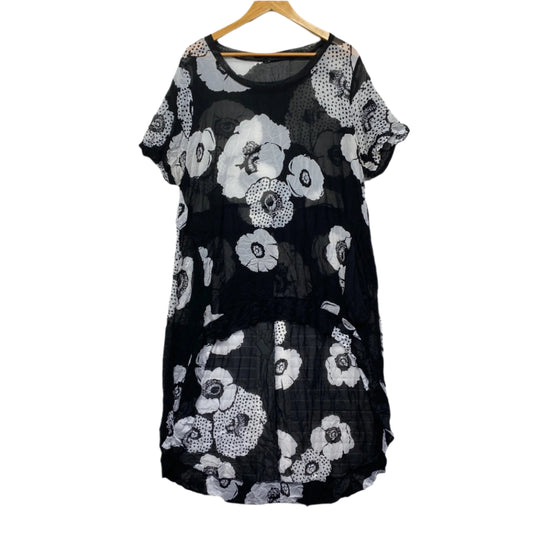 Taking Shape Dress Top Layer Size 18 20 Black White Floral Sheer Hi Low