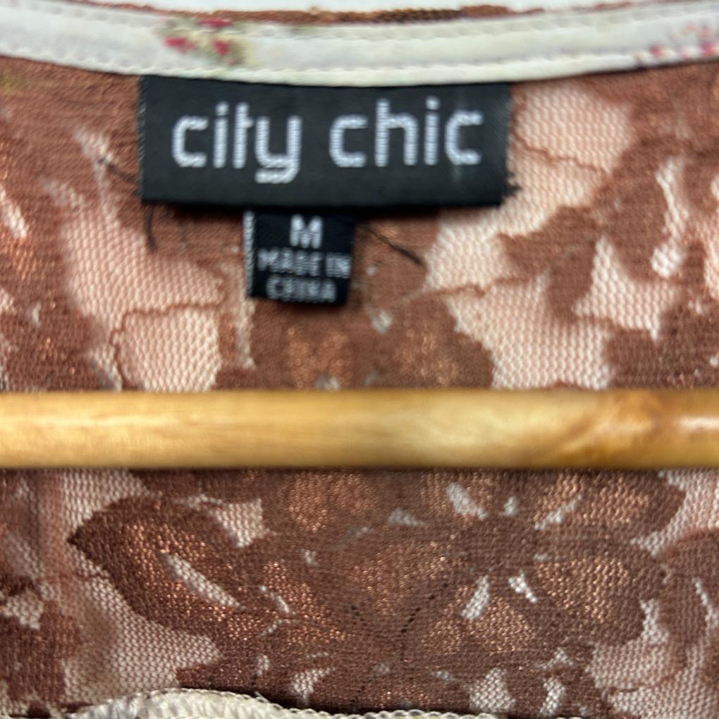 City Chic Cream Floral Dress - Size 18/M