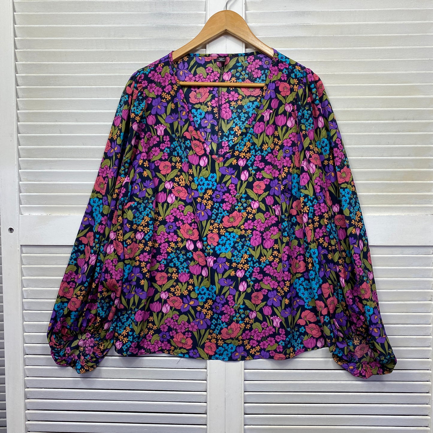 Shein Top Size 3XL Floral Multicoloured Long Sleeve