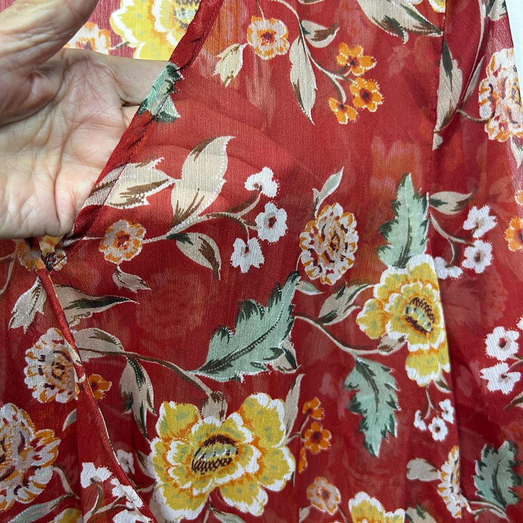 Katies Red Floral Sheer Top - Size 18