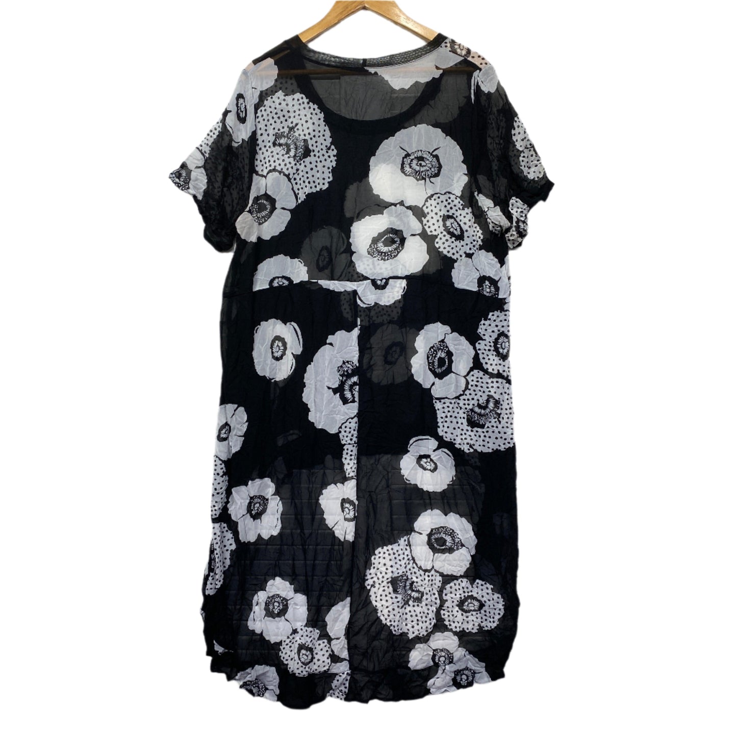 Taking Shape Dress Top Layer Size 18 20 Black White Floral Sheer Hi Low