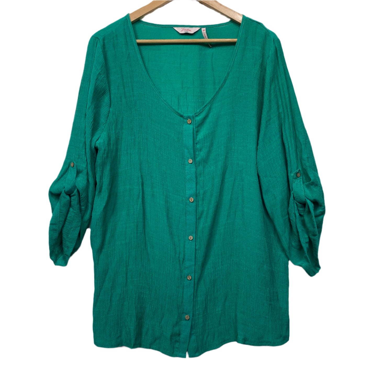 Millers Top Size 18 Long Sleeve Green Button UP