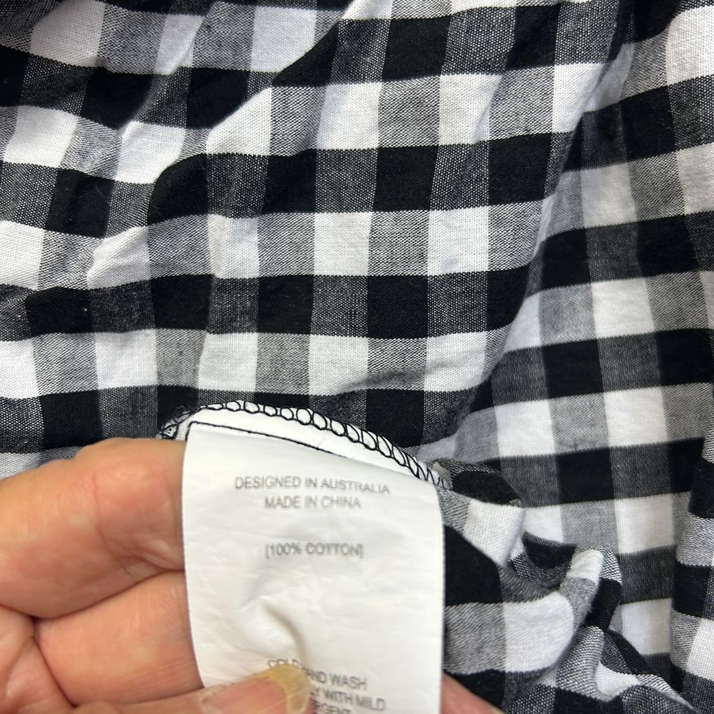 ebby and I Black Gingham Cotton Top - Size M/L