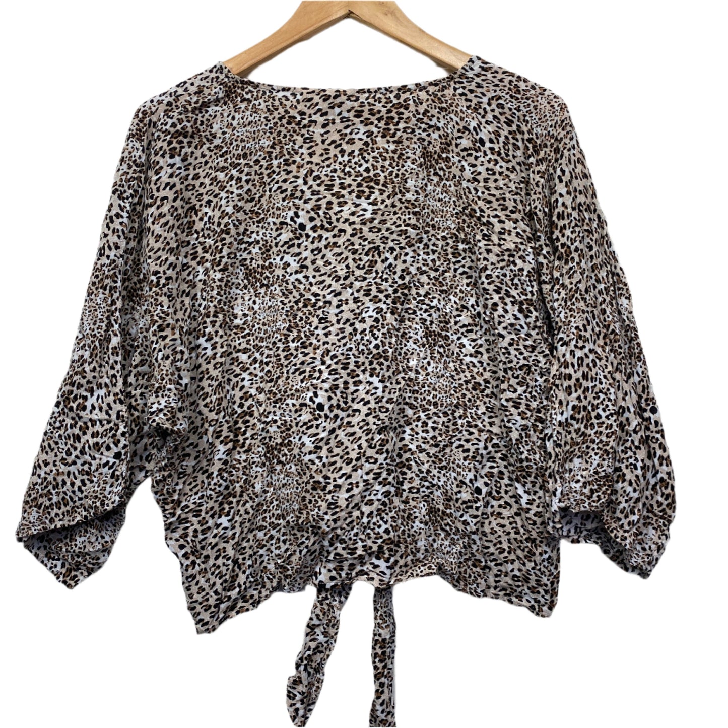 Silver Wishes Top Size 14 Button Up Animal Print Long Sleeve