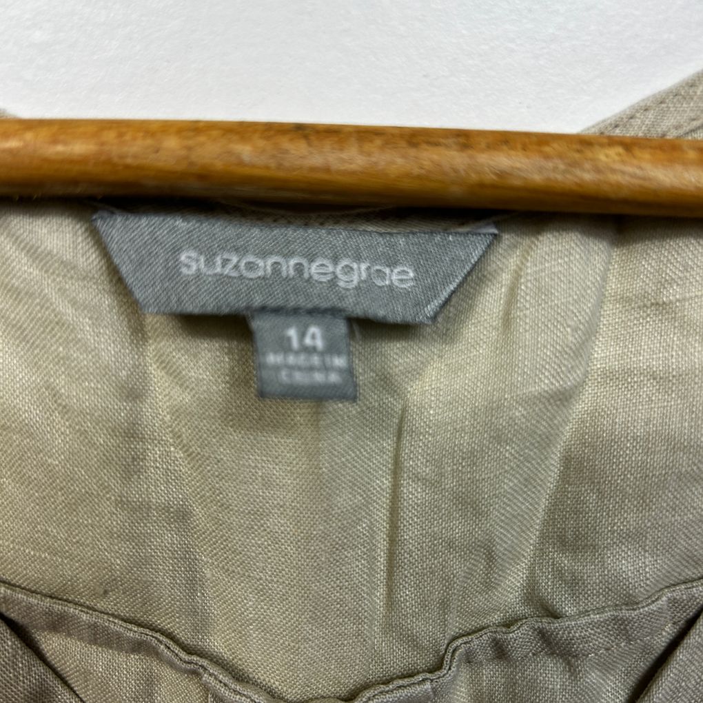 Suzanne Grae Beige Linen Sleeveless Top - Size 14