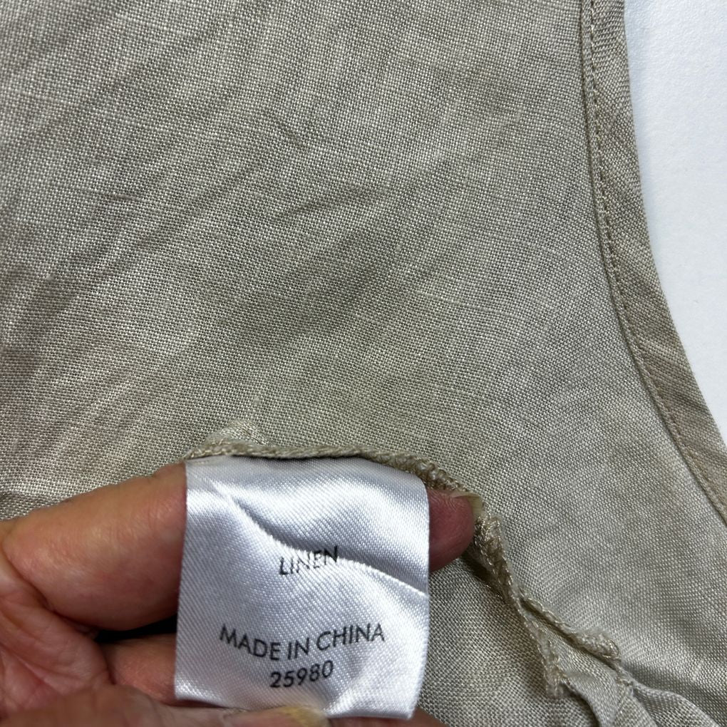 Suzanne Grae Beige Linen Sleeveless Top - Size 14