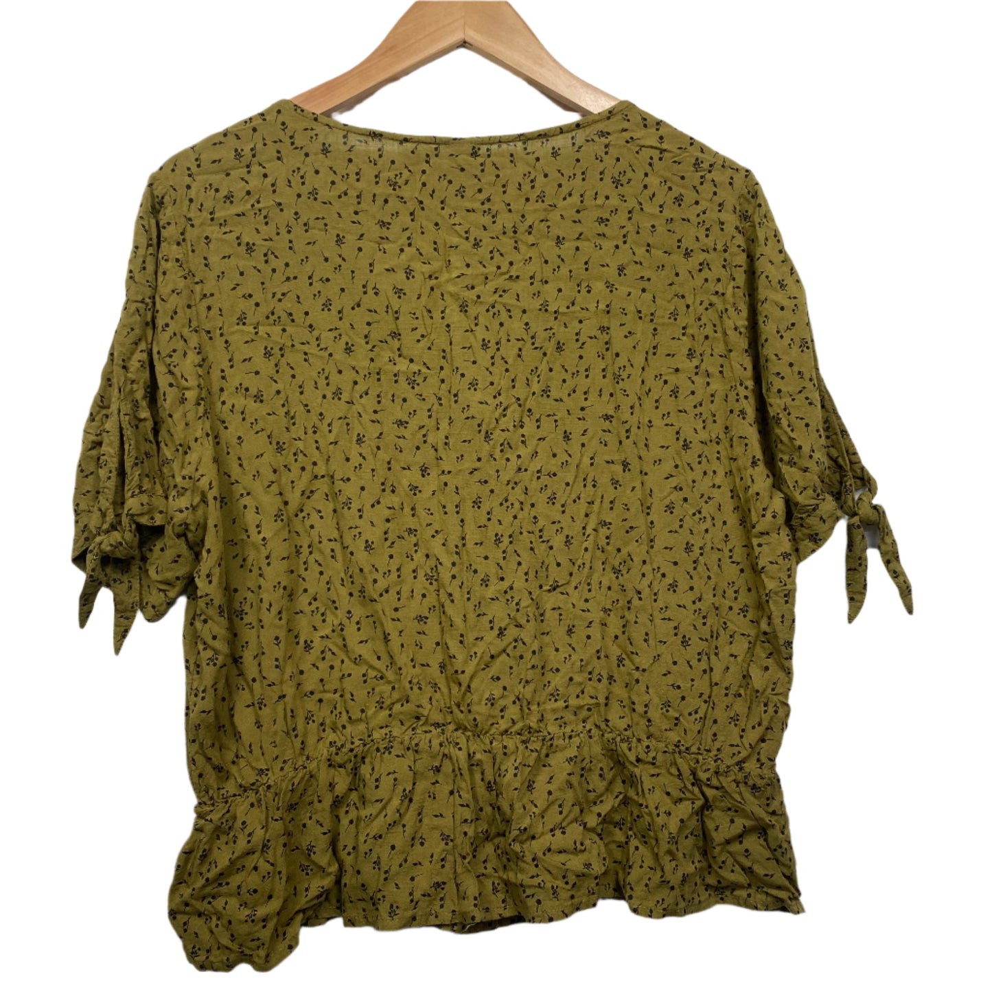 Anko Top Size 18 Olive Black Floral Button Up Viscose