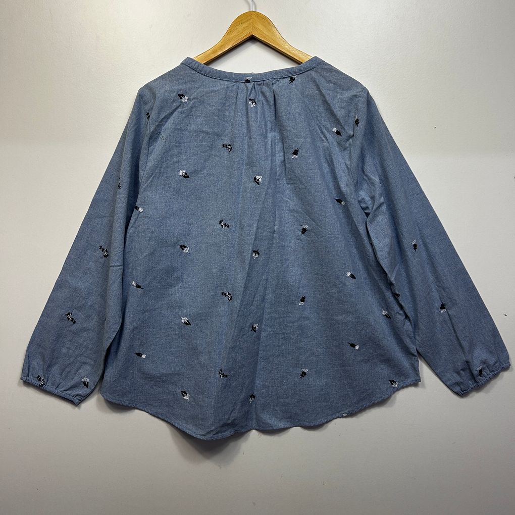 Rivers Blue Cotton Embroidered Top - Size 20
