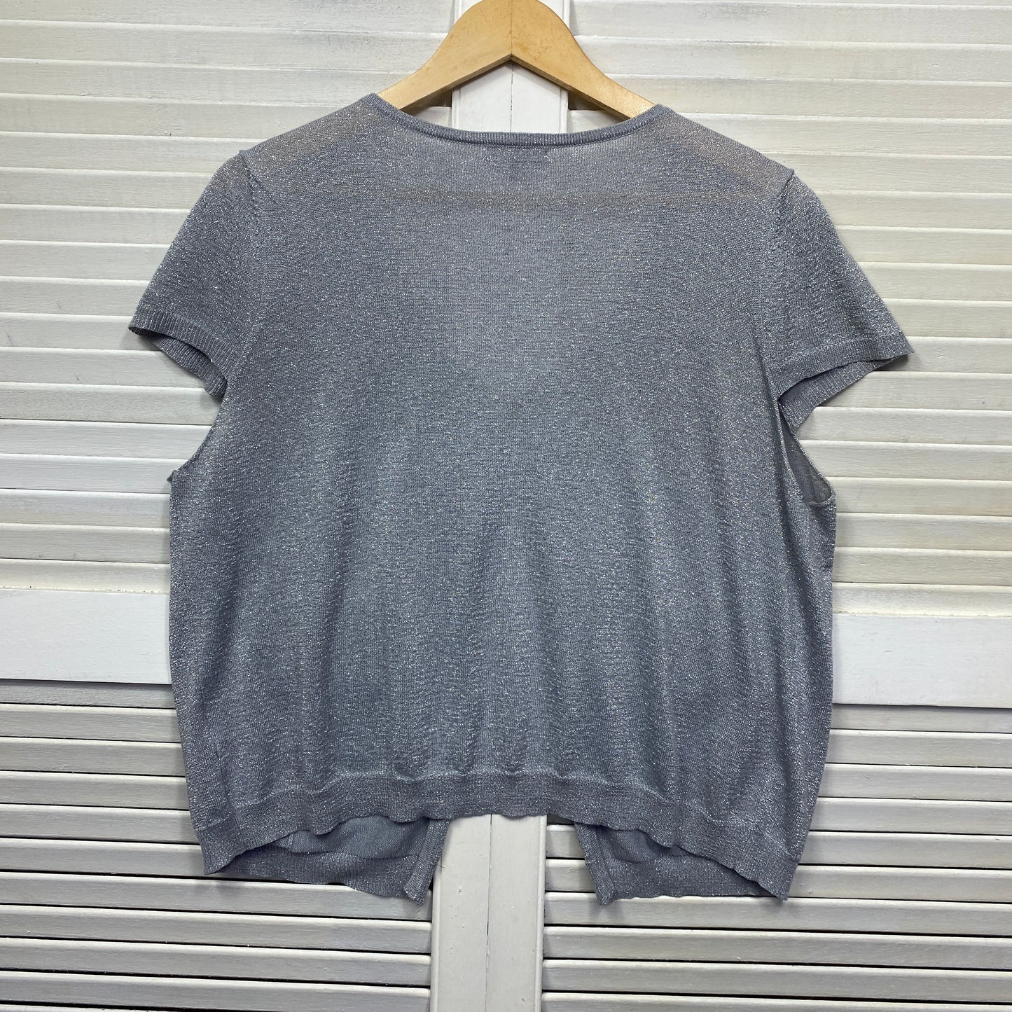 Katies Top Size 2XL 16 Silver Metallic Short Sleeve