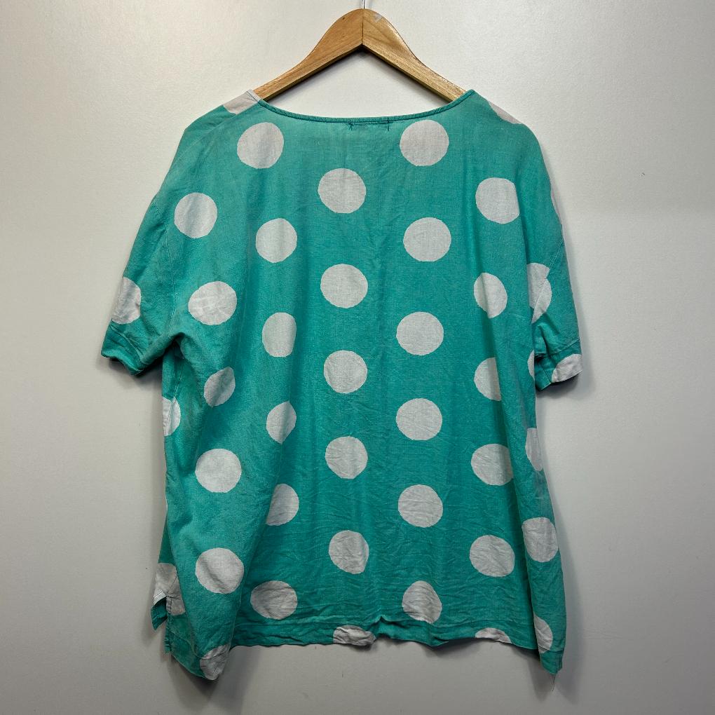 W Lane Aqua Linen Top - Size 16/18