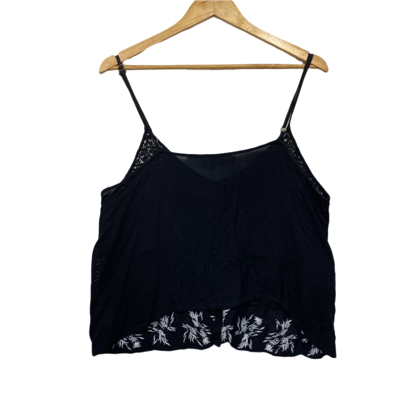 Ishka Top Size XL Black Singlet Crochet Sleeveless Boho