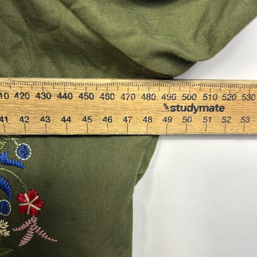 Khaki Cotton Embroidered Shirt - Size L
