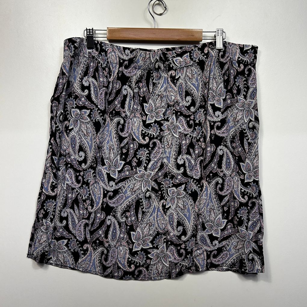 Katies Black Paisley Skirt - Size 18