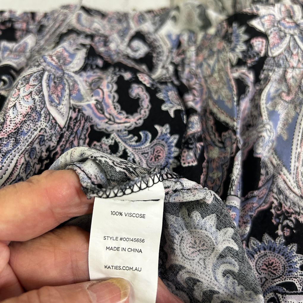 Katies Black Paisley Skirt - Size 18