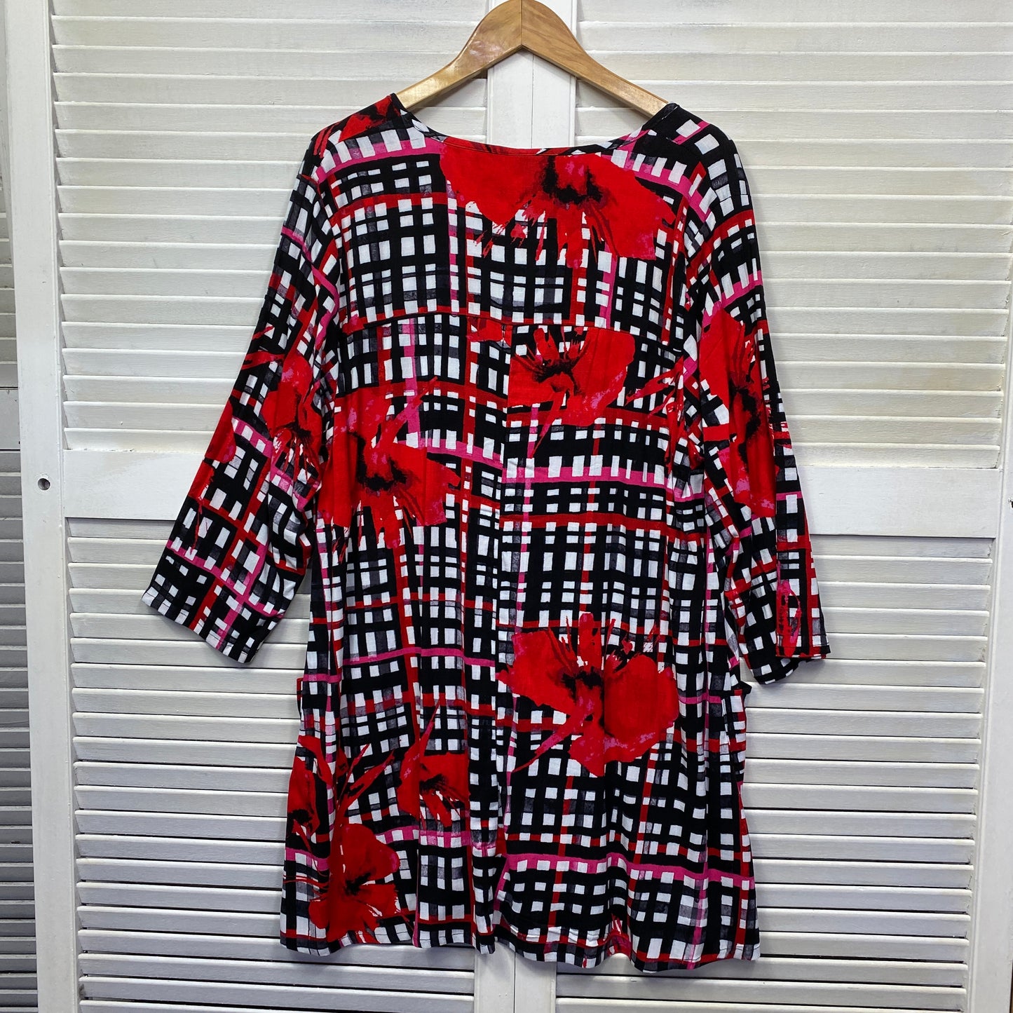 Taking Shape Tunic Top Size 16 Plus Poppy Gingham Check New