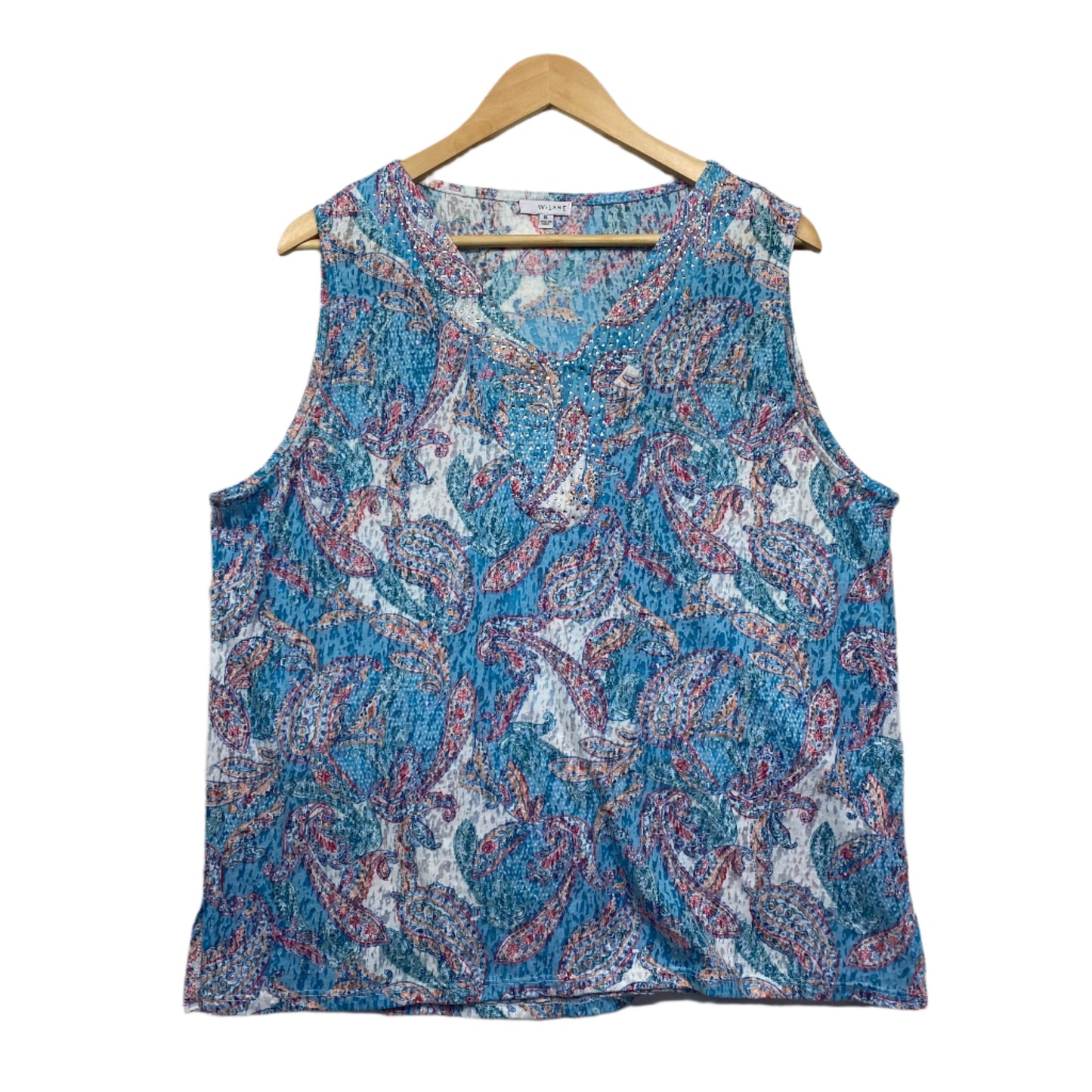 W Lane Top Size XL 16 Multicoloured Paisley Print Sleeveless