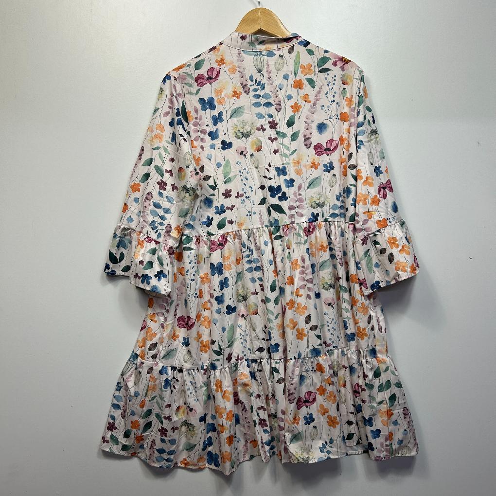 Multicoloured Floral Smock Dress - Size 14/16