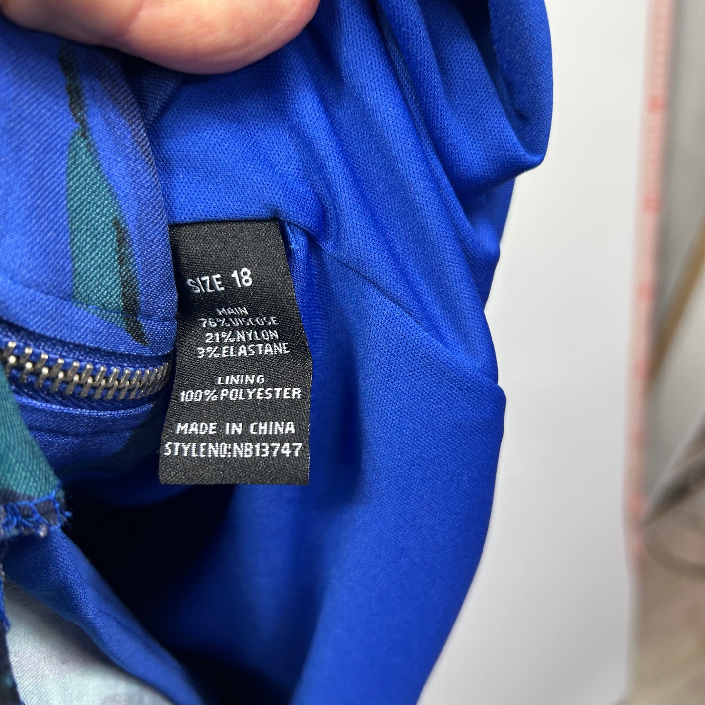 Liz Jordan Blue Green Abstract Print Dress - Size 18