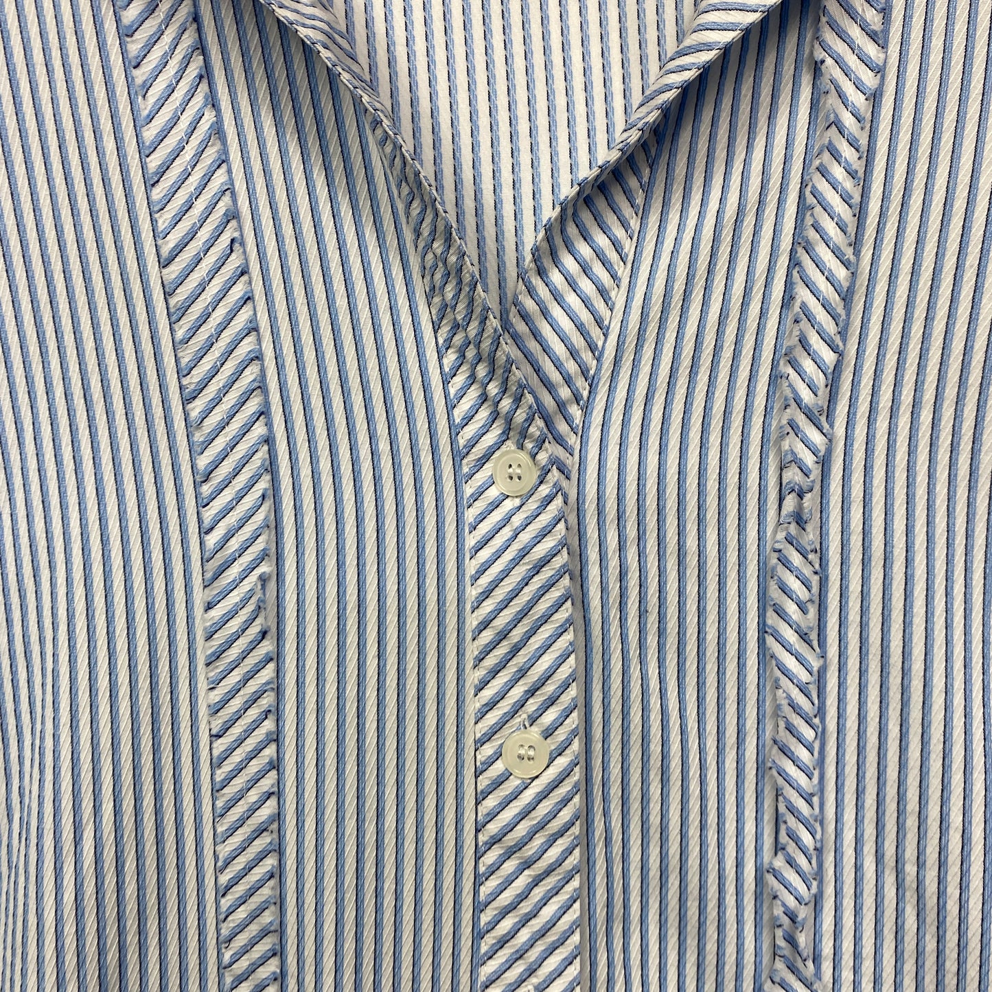 Nouvelle Top Size 18 Long Sleeve Blue White Striped Button Up