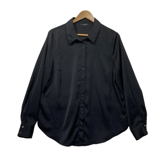 Portmans Top Size 14 Black Long Sleeve Button Up