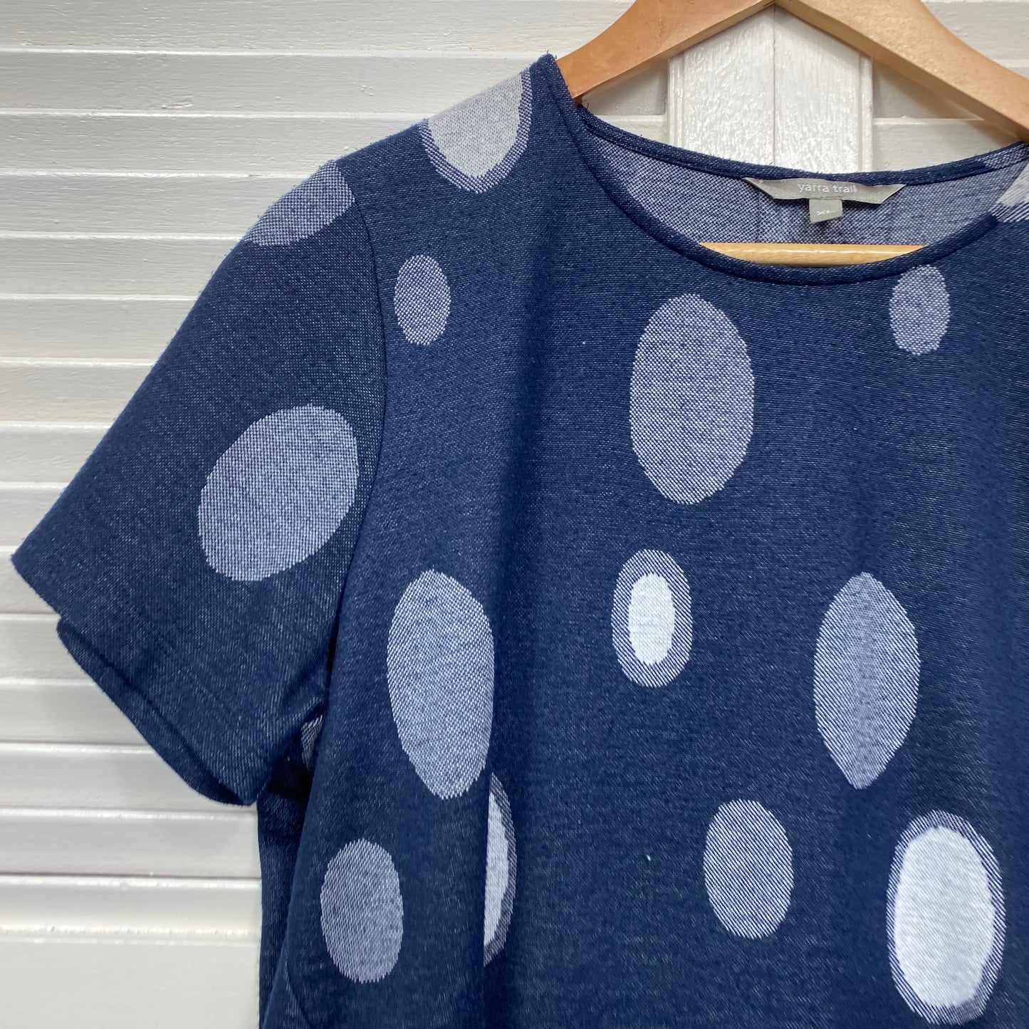 Yarra Trail Top Size 16 XL Blue Short Sleeve Polka Dots