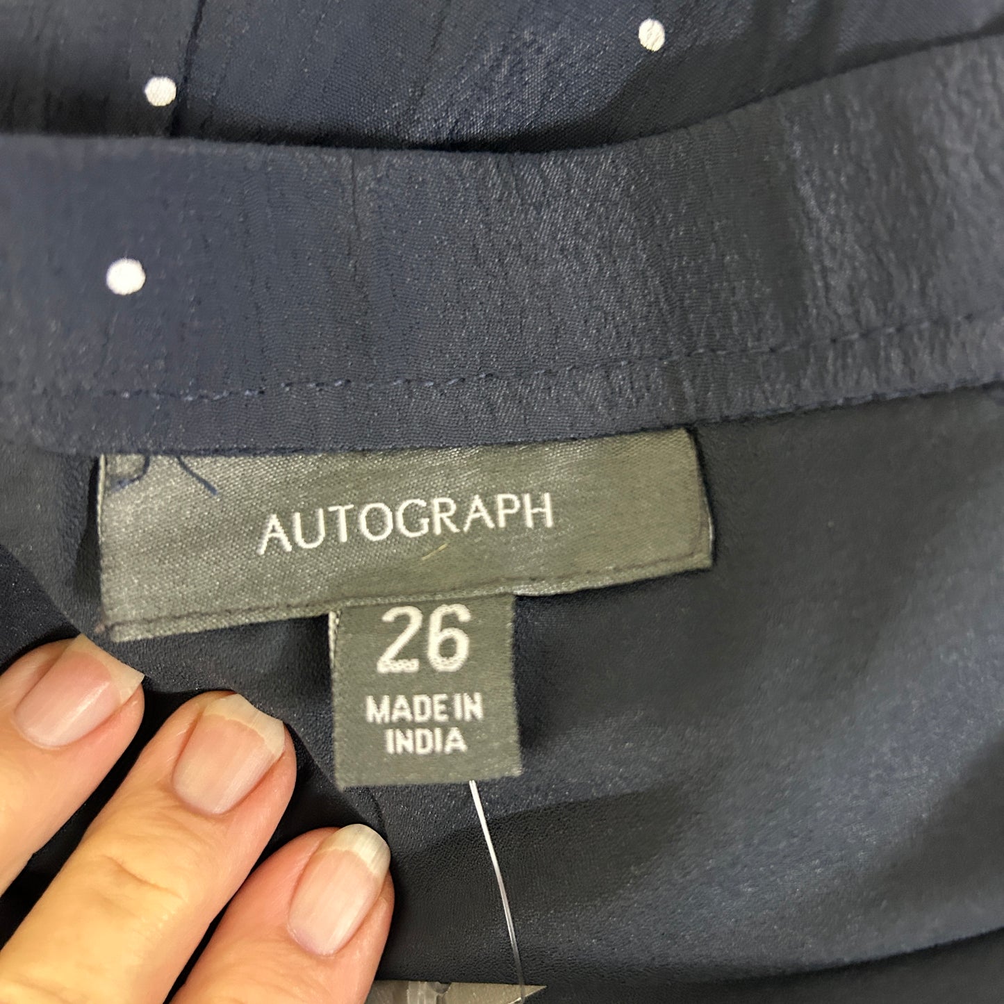 Autograph Navy White Spot Midi Skirt - Size 26