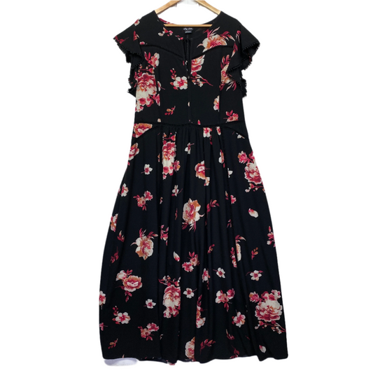 City Chic Dress Size 22 Plus XL Black Floral Cocktail Long Length