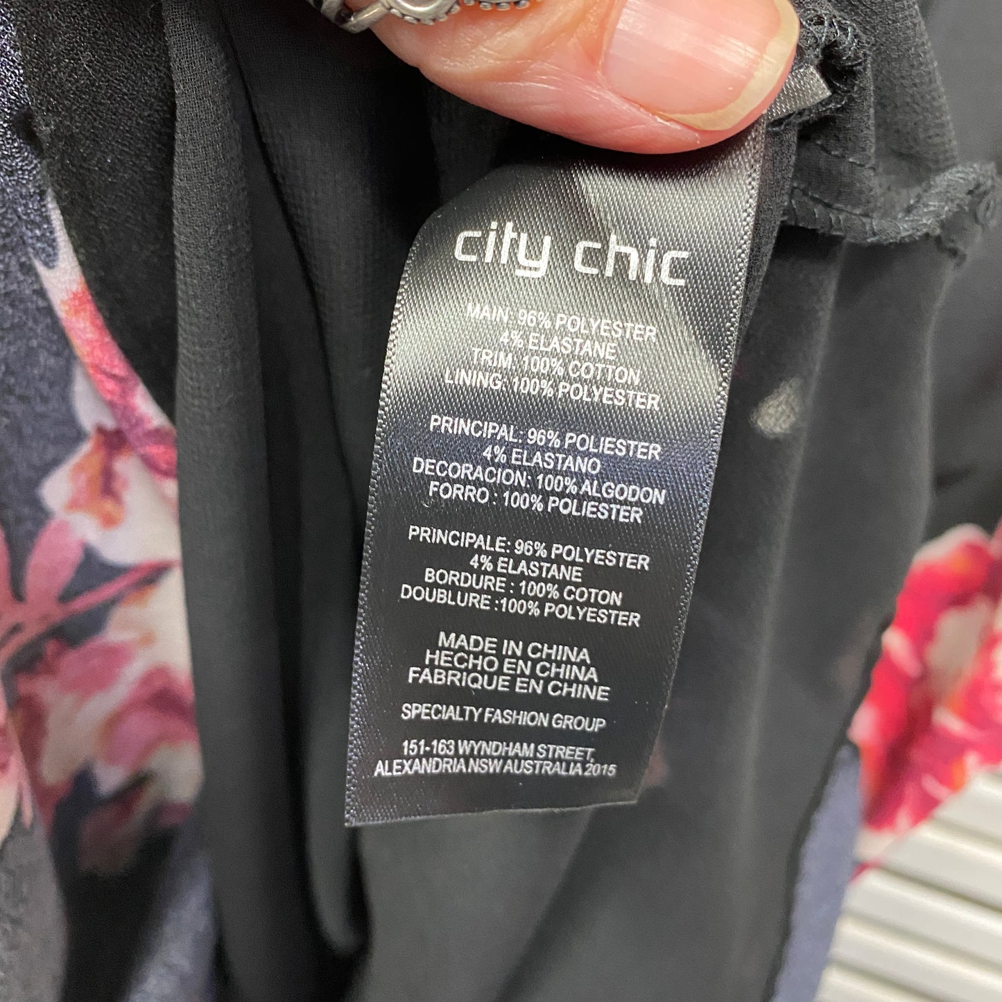 City Chic Dress Size 22 Plus XL Black Floral Cocktail Long Length