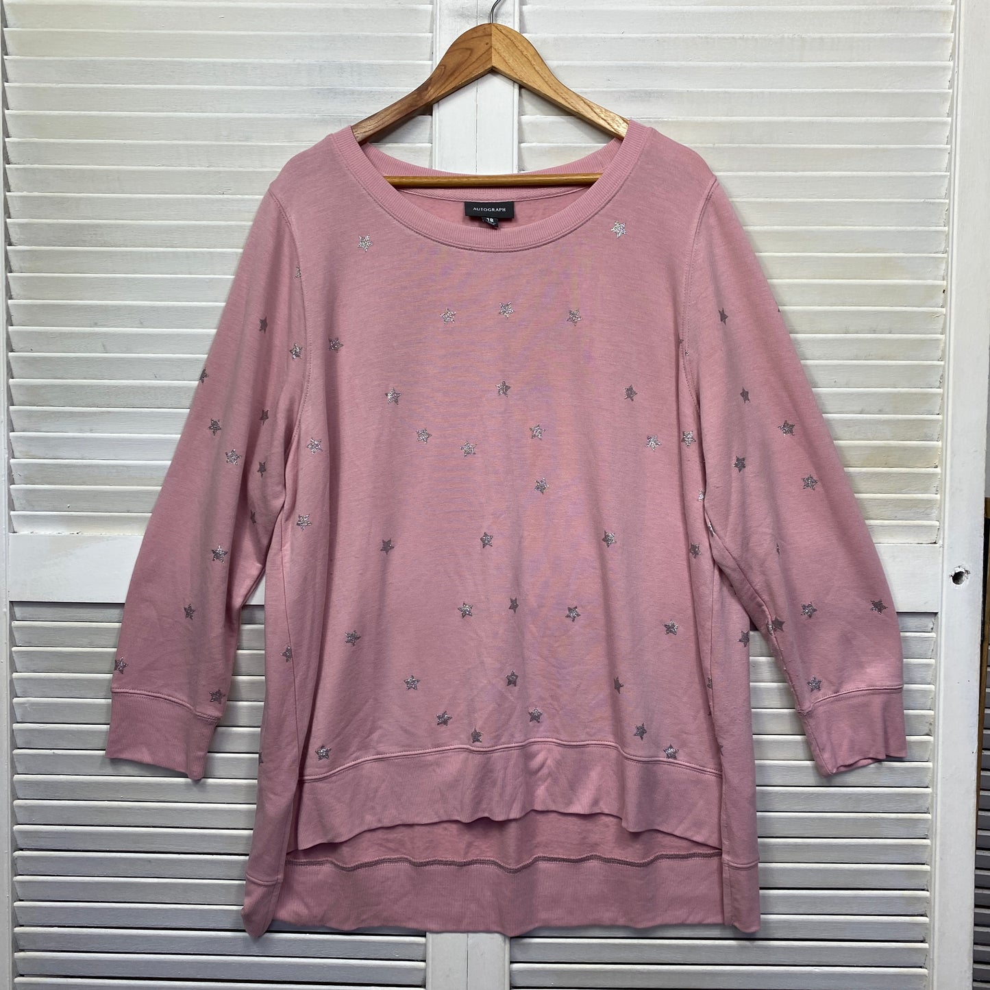 Autograph Jumper Size 18 Plus Pink Stars Long Sleeve