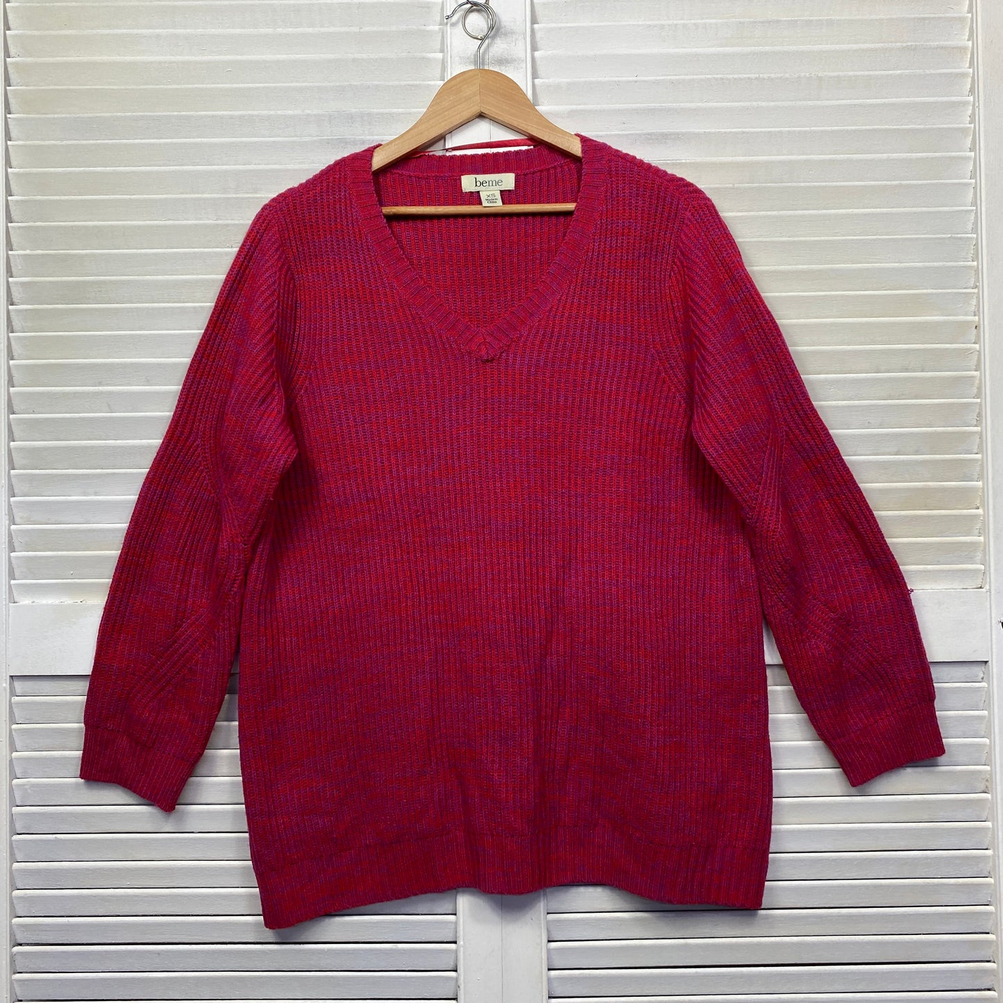 Beme Jumper Size 14 16 XS Plus Pink Rubbed Long Sleeve