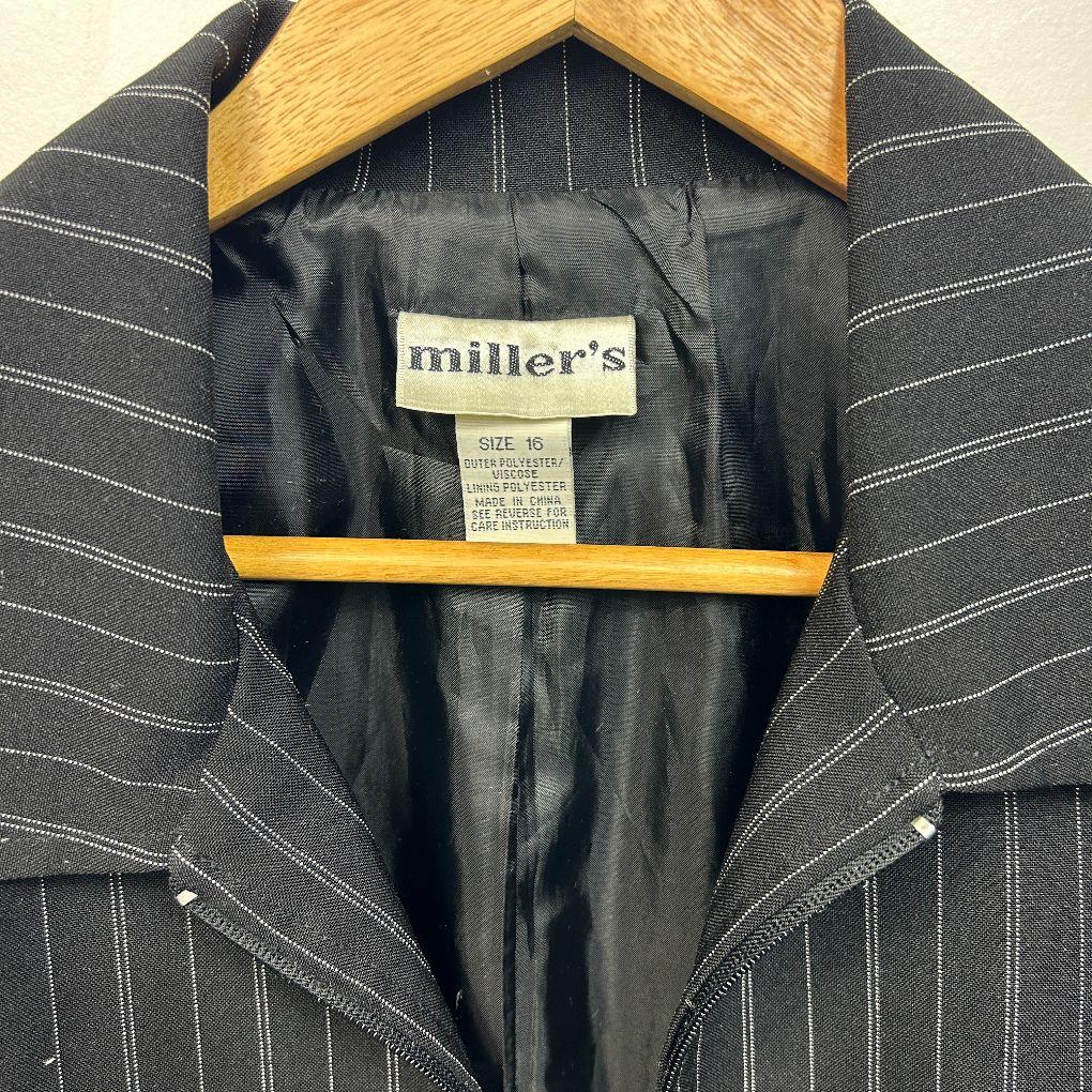 Millers Black Pinstripe Jacket - Size 16