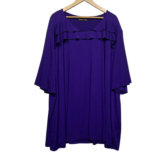 Hodgson Purple Long Sleeve Ruffle Blouse Top Size 36