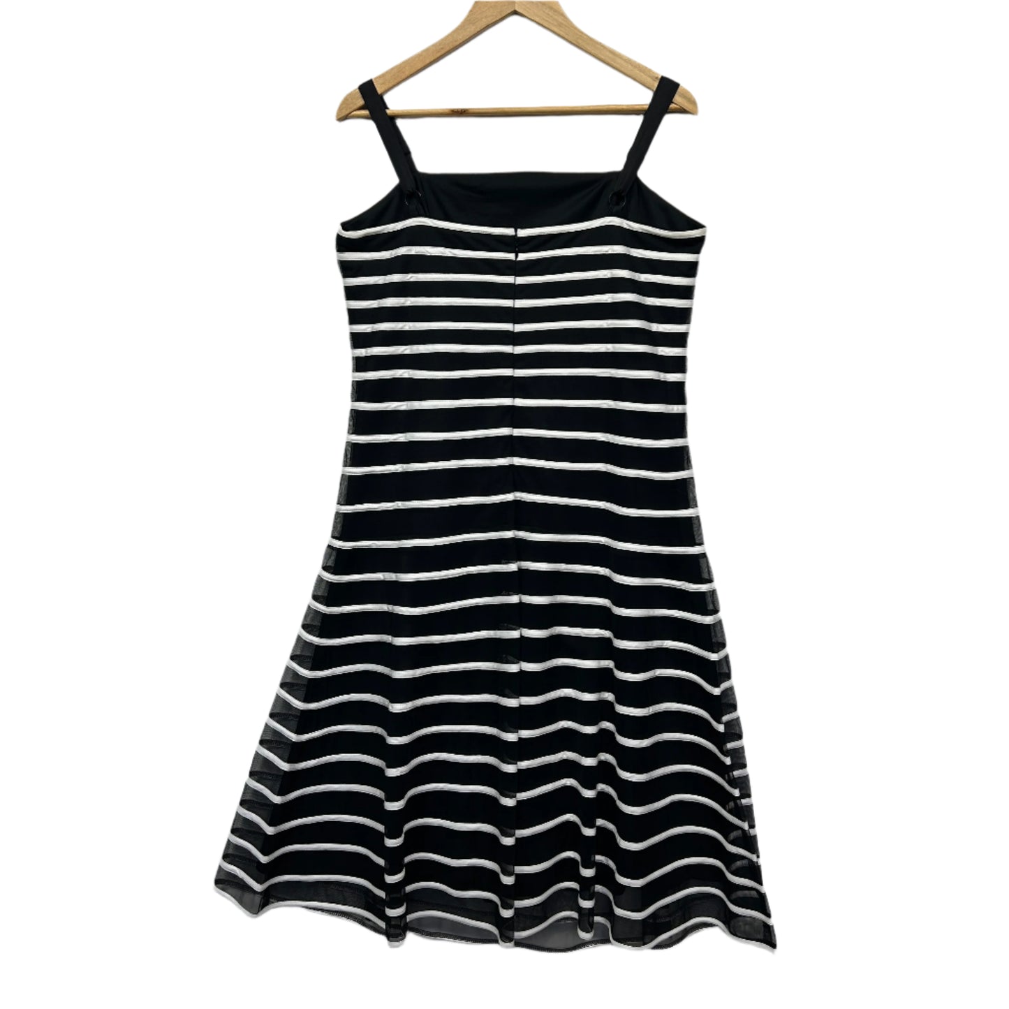 Queenspark Dress Size 14 Black White Fit & Flare Striped Cocktail