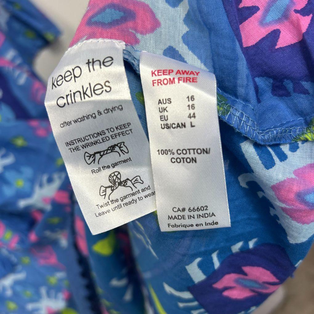 One Summer Blue Cotton Dress - Size 16