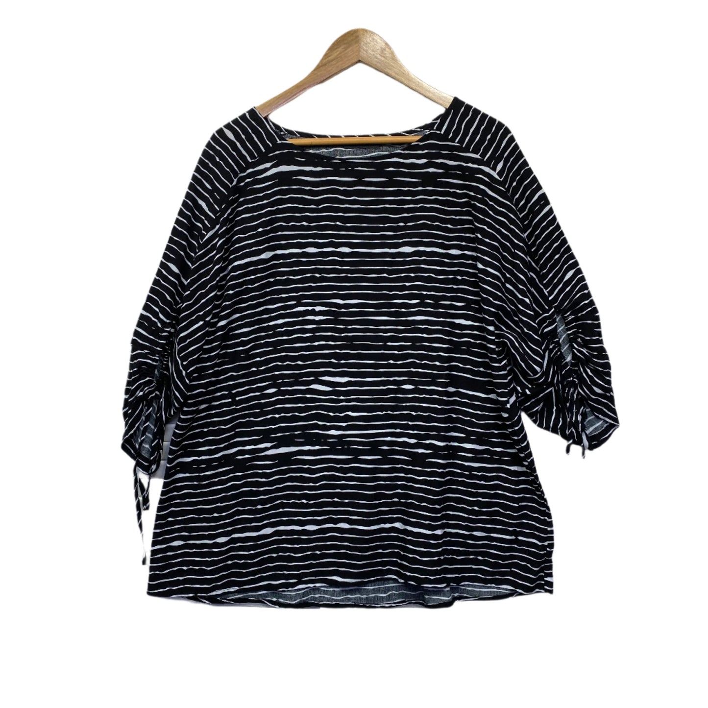 Autograph Top Size 16 3/4 Sleeve Black White Striped