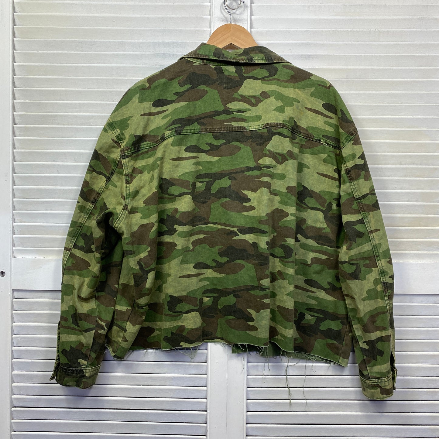 Boohoo Demin Jacket Size 18 Green Camo Camoflauge Print Army