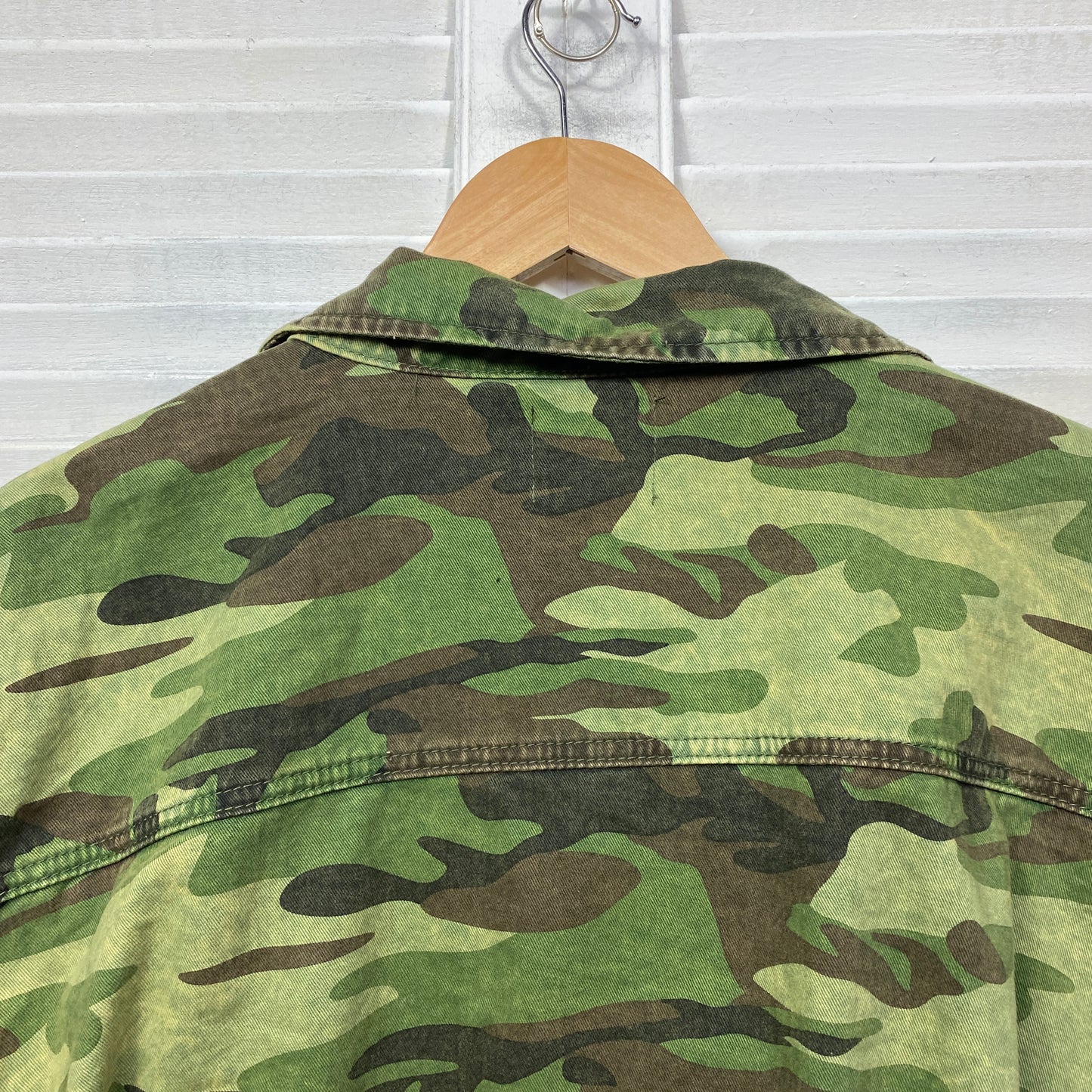 Boohoo Demin Jacket Size 18 Green Camo Camoflauge Print Army