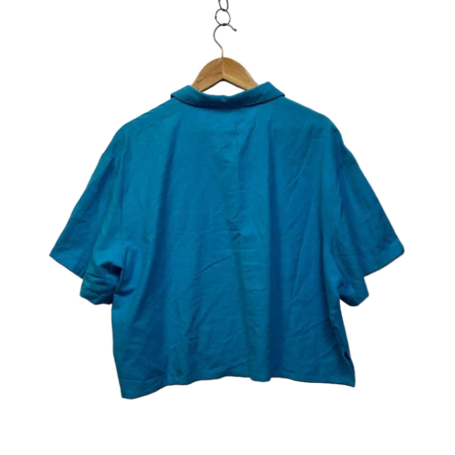 Handpicked by Birds Teal Cotton Shirt - Size 20